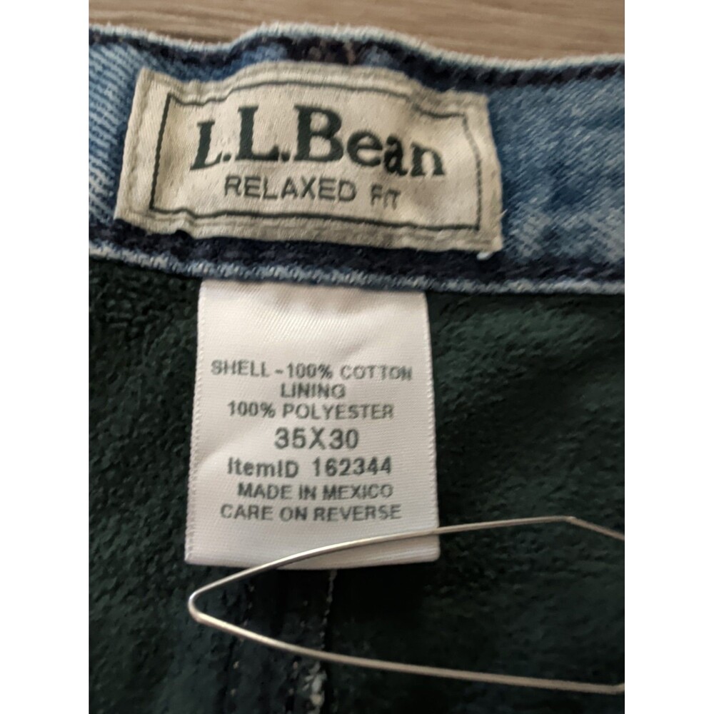 LL Bean Relaxed Fit Flannel Lined Blue Jeans Mens Size 35X30 GUC - Picture 4 of 12